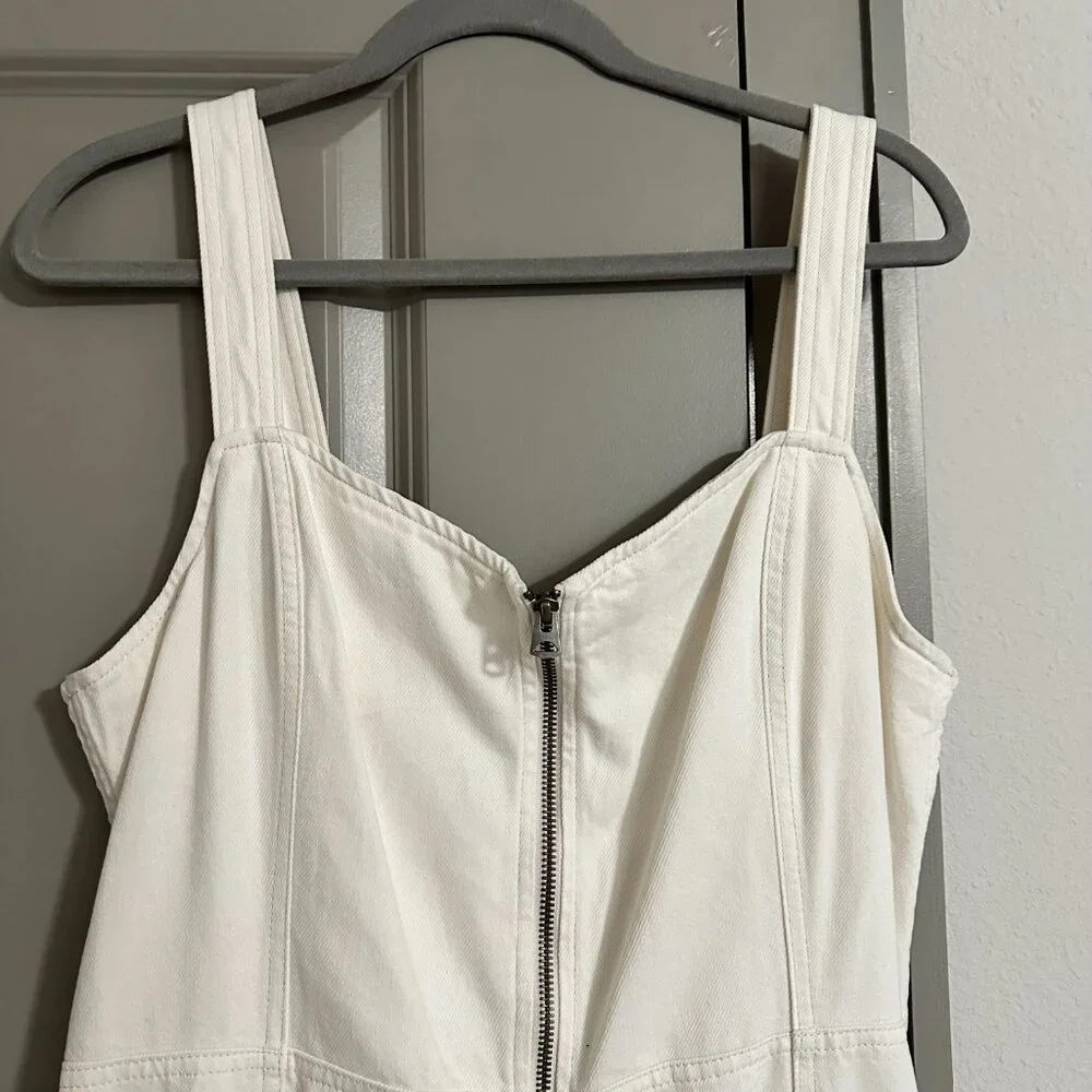 Gap UltraSoft Denim Maxi Dress - White zip-up denim - Picture 3 of 5